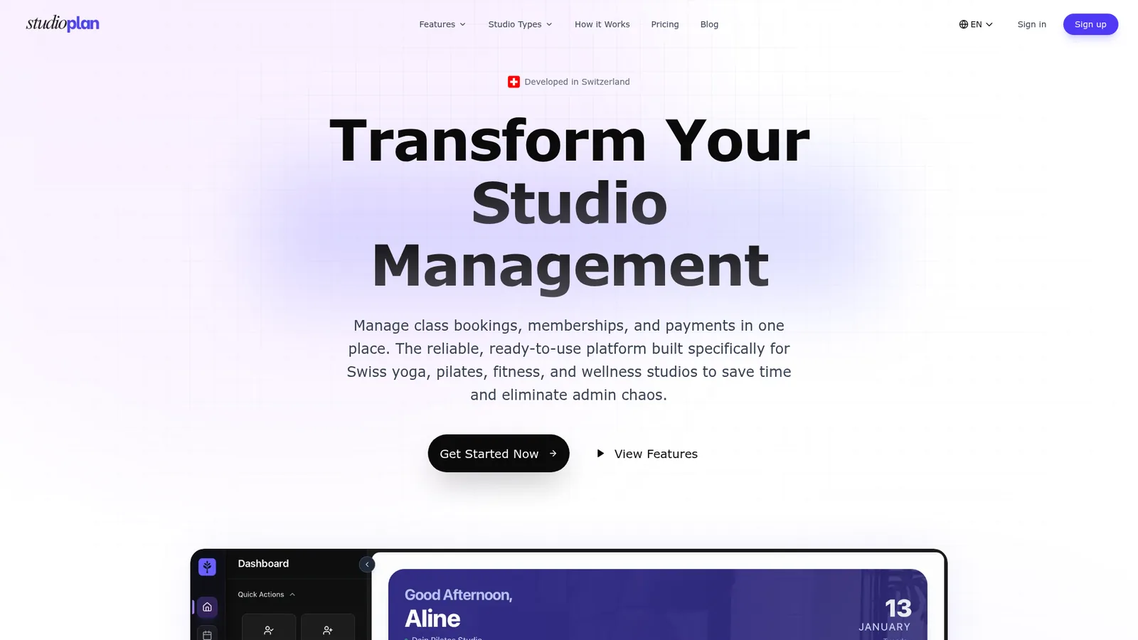 Studioplan SaaS-Plattform für Studios